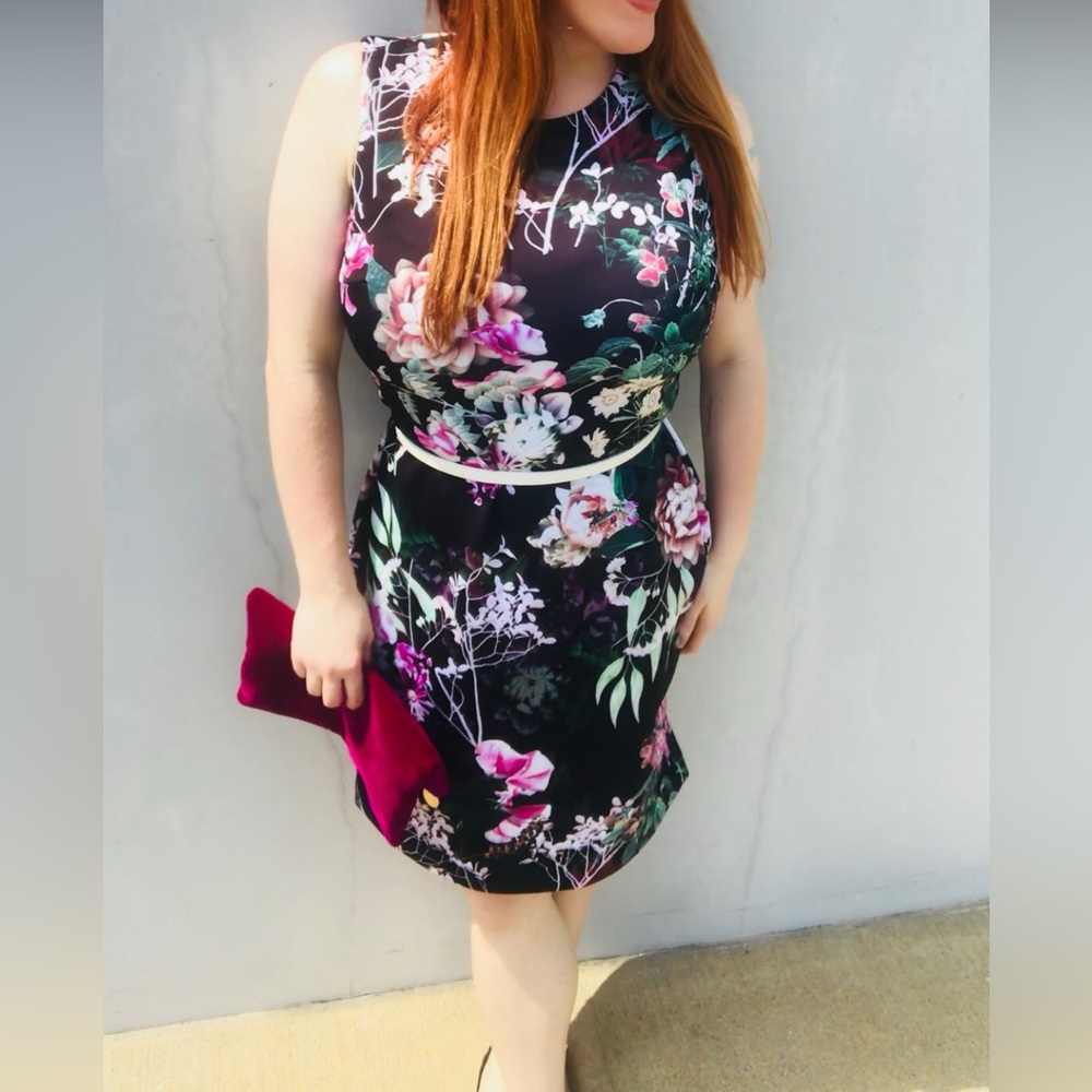 Calvin Klein Floral-Print Scuba Sheath Dress, EUC, 14
